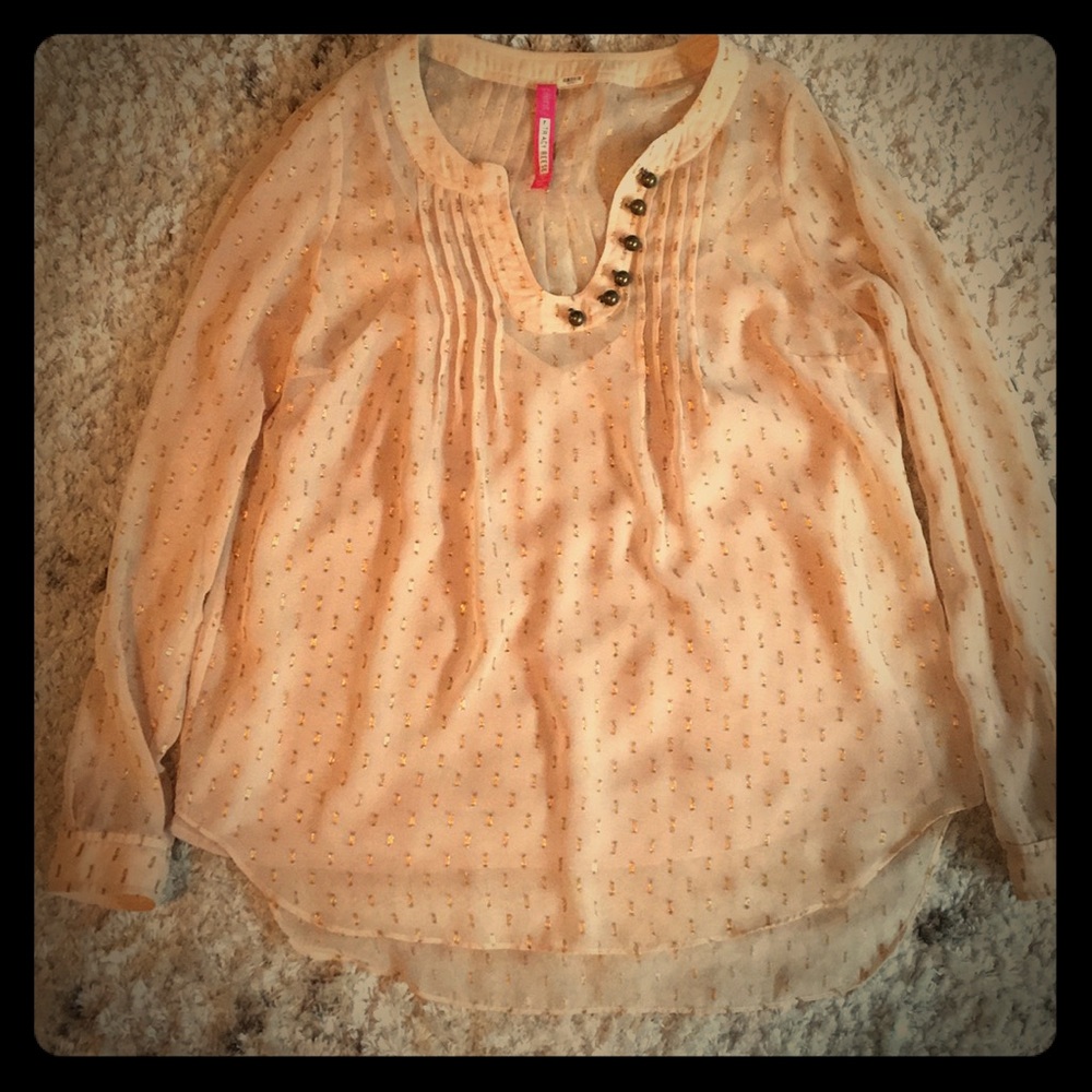 Plenty by Tracy Reese Cream Top with Gold Accents